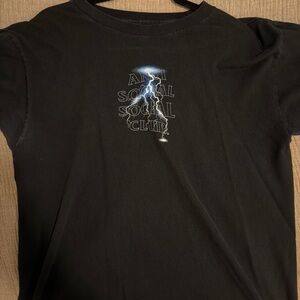 Anti Social Social Club Black Tee with Lightning Graphic